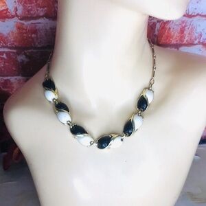 Vintage MCM Coro Black and White Lucite Statement Convertible Necklace Choker